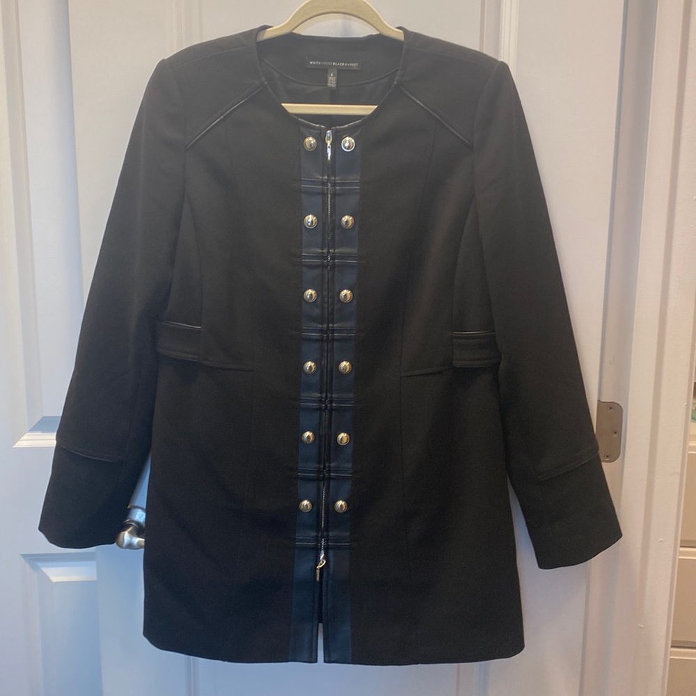 WHITE HOUSE BLACK MARKET SUIT JACKET COAT BLACK L DRESSY CLASSIC